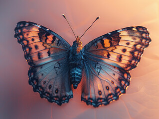 Exotic butterfly on a pastel gradient background. 