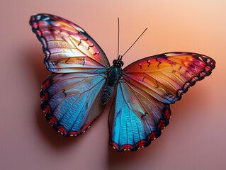 Exotic butterfly on a pastel gradient background. 