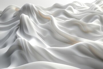 Obraz premium Detailed close-up of white delicate satiny fabric with folds representing softness and luxury textile material