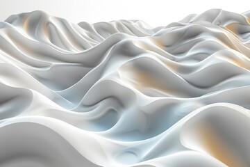 Obraz premium This image showcases a digital rendering of fabric waves with a soft gradient color of blue to gold, symbolizing luxury and fluidity