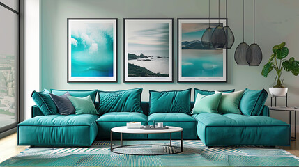 Modern living room interior with art
