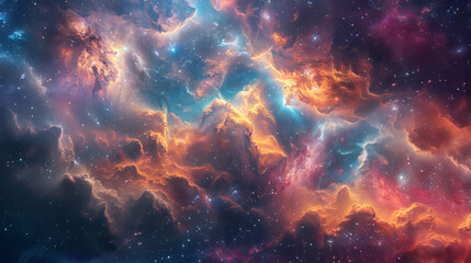 Cosmic Canvass Weaving Colorful Clouds into Galactic Tapestry