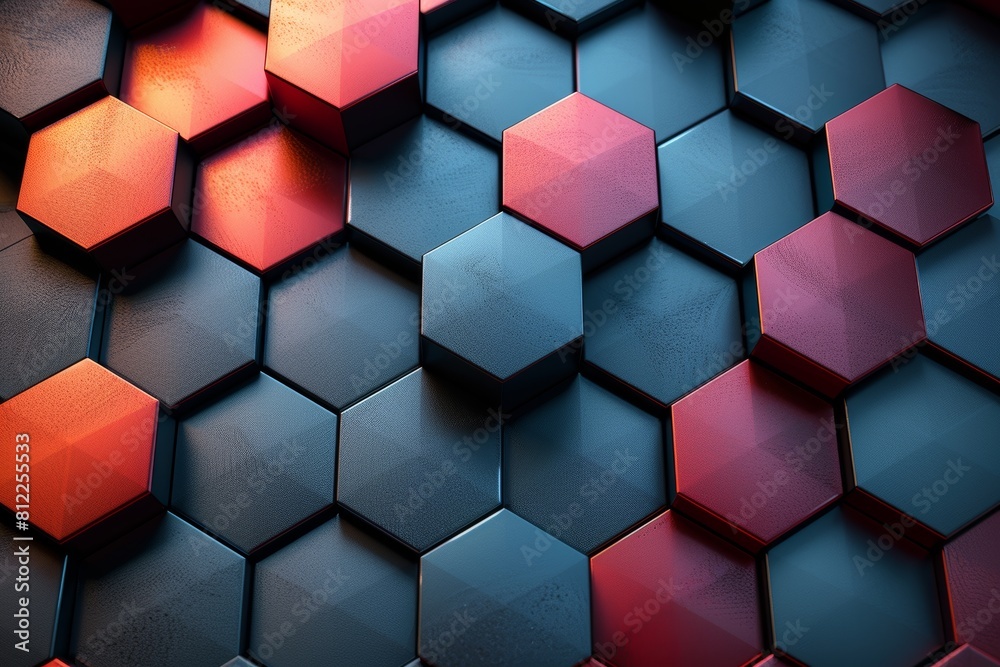 Poster this image illustrates a smooth gradient over a 3d-rendered hexagonal pattern, symbolizing transitio