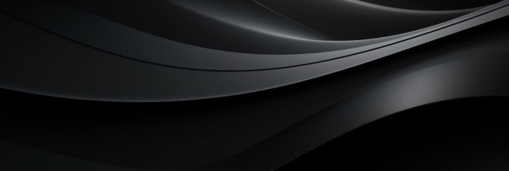 Fototapeta premium Luxurious Abstract Black Waves With Smooth Texture. Flowing Black Satin Fabric Background. Generative AI