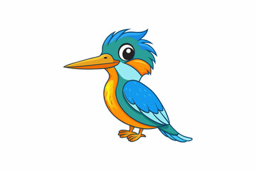 kingfisher bird cartoon vector illustration