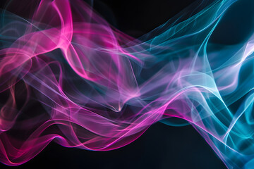 Ethereal neon lines in shades of magenta and turquoise. Hypnotic visual experience on black background.