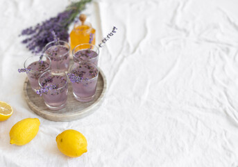 Honey and lavender bouquets. Virus treatment concept. Wooden table.