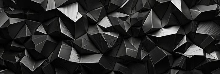 Abstract Black Geometric Polygonal Structure. 3D Geometric Pattern. Generative AI