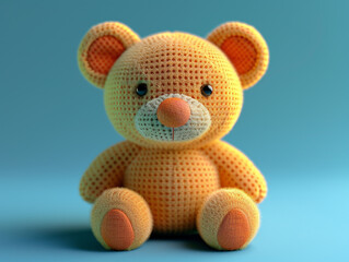 Cute kawaii squishy bear plush toy with realistic texture. 
