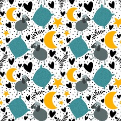 Cartoon animals seamless sheep pattern for wrapping paper and fabrics