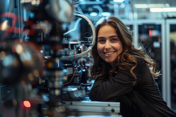 Portrait of a young female scientist smiling in a laboratory. AIG51A.
