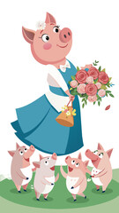 Obraz premium pig wedding dress