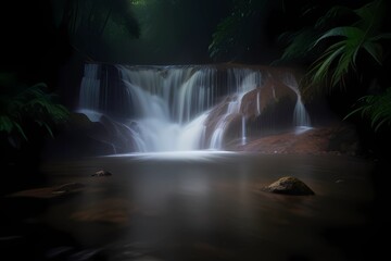 Image of peaceful waterfall in the rain forest
