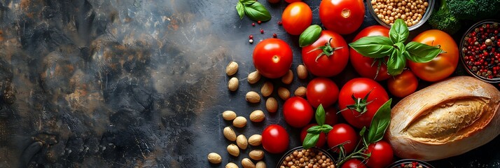 Of course, fresh food banner, top view with copy space
