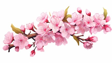 Element Cherry blossom, sakura flowers isolated on white background.