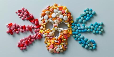 Intricate Skull Formation of Pills. Generative AI