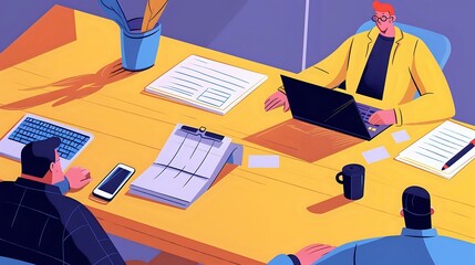 Illustration depicting a Client Relationship Manager's professional environment in accounting & finance industry