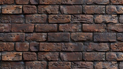 Obraz premium Brick Wall Background. Texture of stained old dark brown and red brick wall background, grungy rusty blocks of stone-work technology.