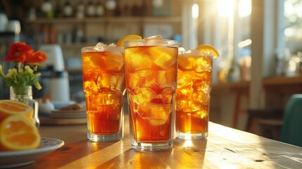 Three Glasses Filled With Ice and Orange Slices