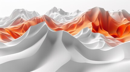 A computer generated image of a mountain range with orange and white peaks, AI - Powered by Adobe