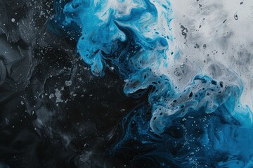 Vivid blue ink swirling in black water, creating a mesmerizing abstract pattern