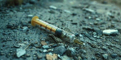 Abandoned Syringe on the Ground. Generative AI
