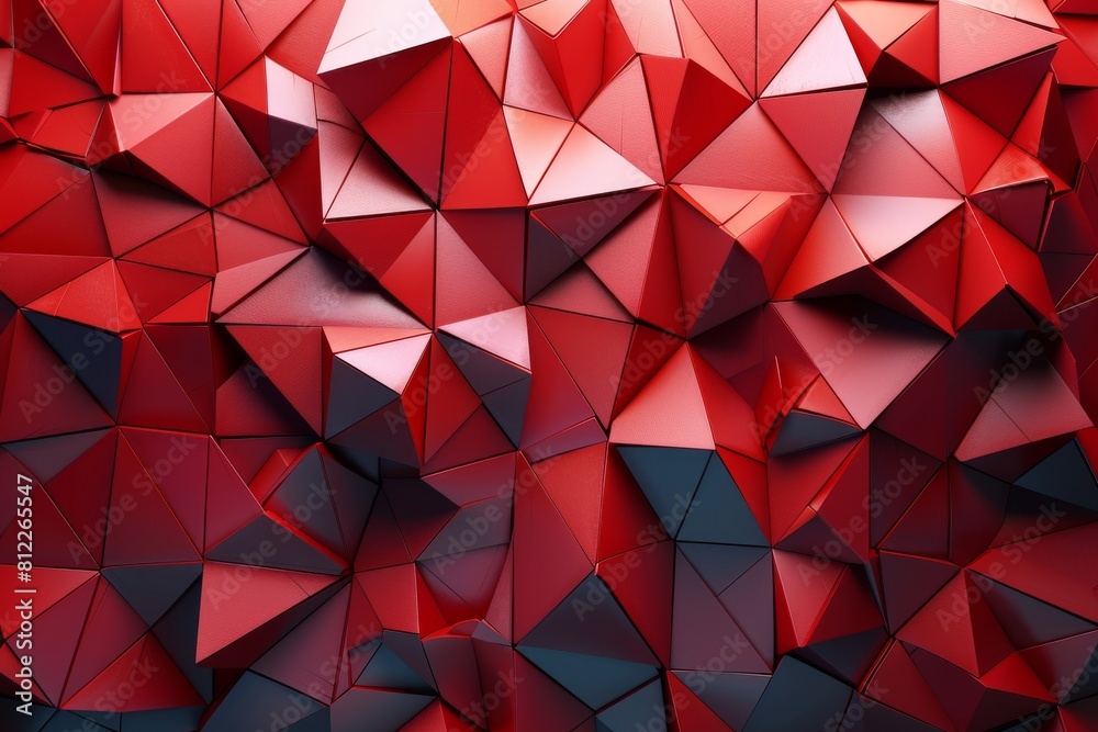 Poster a vibrant abstract image displaying a 3d geometric pattern with red and blue hues creating a dynamic