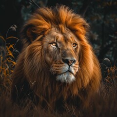 Close Up of a Lion Laying in the Grass