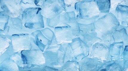 Crystal clear ice cubes as background, top view