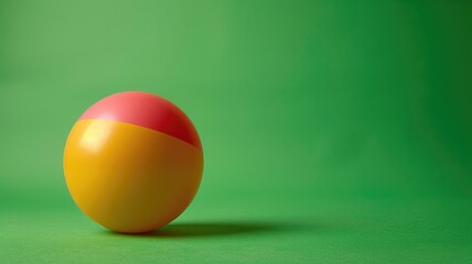 Colorful ball on green background with focus foreground