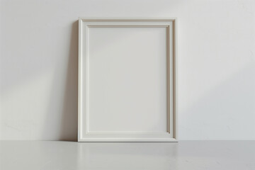 Minimalist Elegance: Simple White Picture Frame on a Clean Neutral Background, Perfect for Contemporary Art Displays