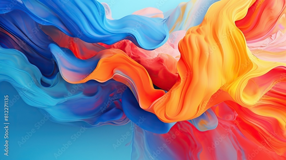Fototapete a captivating mix of colors forms an eye-catching abstract composition, swirls of color blend harmon