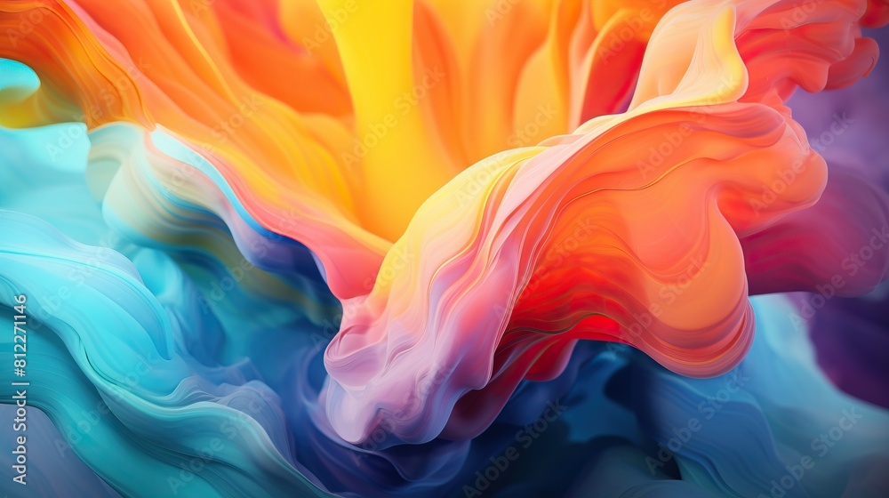 Fototapete a captivating mix of colors forms an eye-catching abstract composition, swirls of color blend harmon