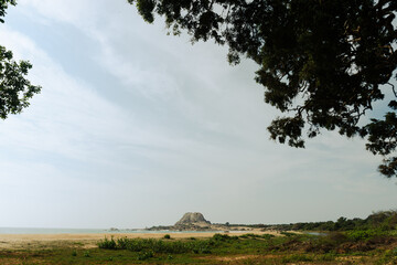 Beautiful natural scenery of river in Sri-Lanka tropical green forest