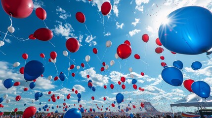 Patriotic balloons skyward release celebration Memorial Day