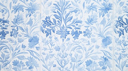 Elegant Blue and White Floral Pattern Wallpaper Design.