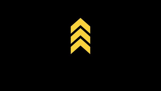Move up yellow arrow symbol with green screen. Social media and mobile web.