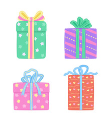 Set of Colorful Gift Boxes for Festive Concept Clip Art