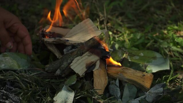 Personas prendiendo fogata