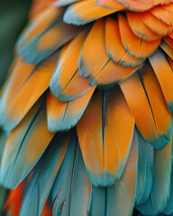 Obraz premium Bright background close-up of feathered plumage of a macaw