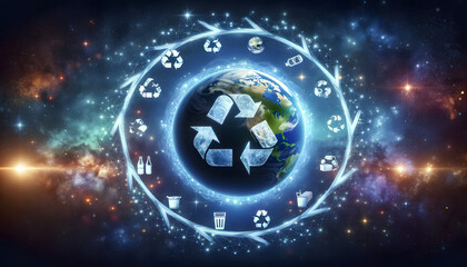 Obraz premium Global Recycling Loop: Earth's Sustainability