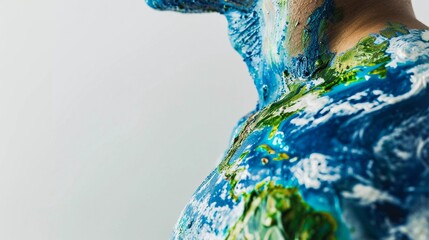 Obraz premium Woven Together: Human Body Adorned with Earth's Intricate Beauty (Our Connection to the Planet)