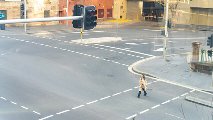 Confidence Asian businesswoman office worker crossing street crosswalk go to work in the morning....