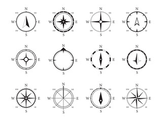 Vector sets with various north to apply to floor plans, projects, drawings, maps.