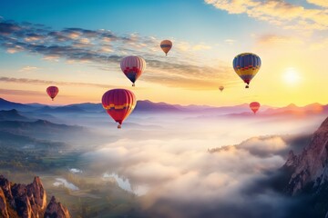  Elevated Dawn Hot Air Balloons Ascend as the Sun Kisses Mountain Summits