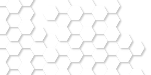 Naklejka premium Seamless pattern with hexagon. White Hexagonal Background. Luxury honeycomb grid White Pattern. Vector Illustration. 3D Futuristic abstract honeycomb mosaic white background. geometric mesh cell text.