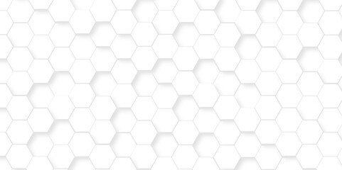 Vector abstract pattern with hexagonal white and gray technology line paper background. Hexagonal 3d grid tile and mosaic structure mess cell. white and gray hexagon honeycomb geometric copy space.