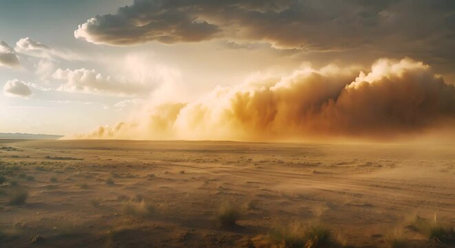 a big sandstorm in the desert