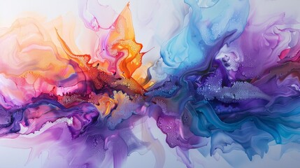 Gorgeous abstraction created by slowly blending and softly combining liquid paints