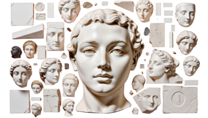 creative culture contemporary art statue sculpture modern pop collage style ancient funky image human poster antique minimalism concept zine plaster ad retro face aesthetic fashion vogue surreal